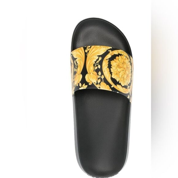 Brand new women's Versace Black and Gold Slide Sandals with box size  10 - Picture 1 of 12